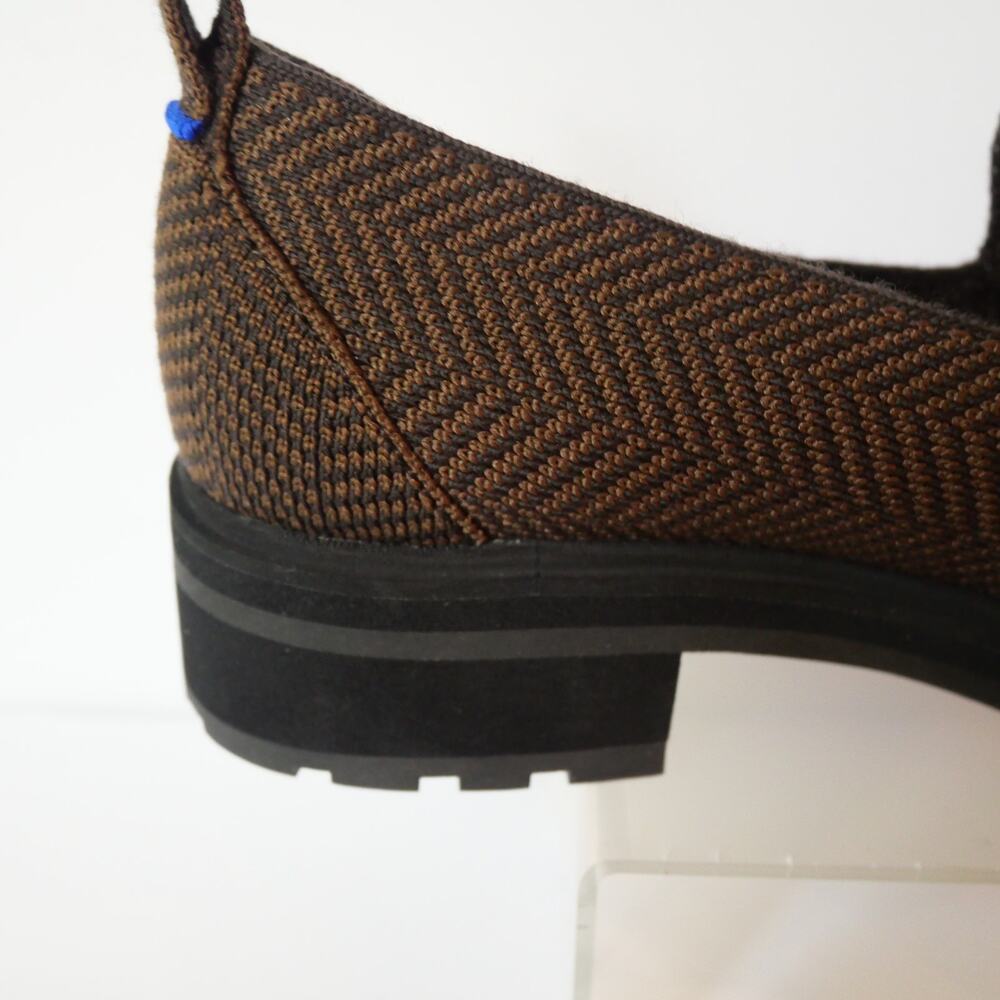 Rothy's Women's 6 Lug Loafer Brown Herringbone Chunky Heel Slip On Shoes NEW - Picture 5 of 13